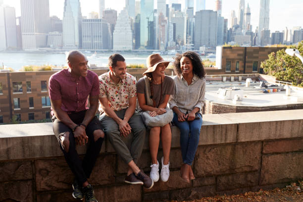 istock Friends Visiting New York With Manhattan Skyline In Background 901583066