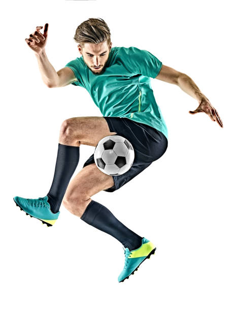 istock soccer player man jungling isolated white background 901584172
