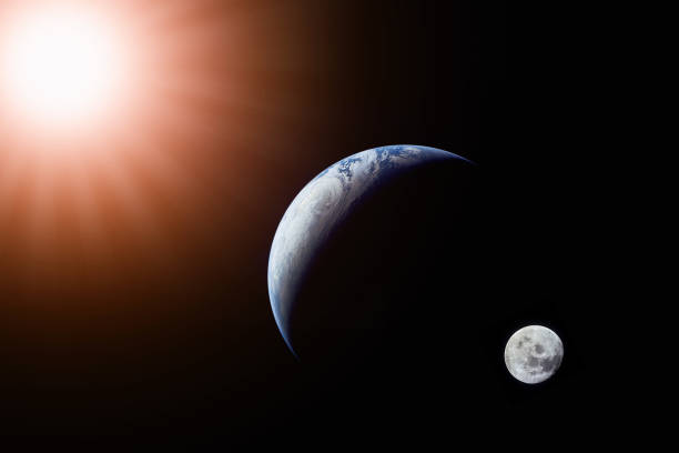 istock Landscape image of Sun, Earth and moon view from space. (Elements of this image furnished by NASA) 901587578