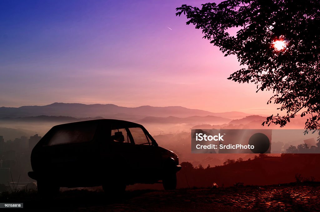 Old car and sunrise  Car Stock Photo