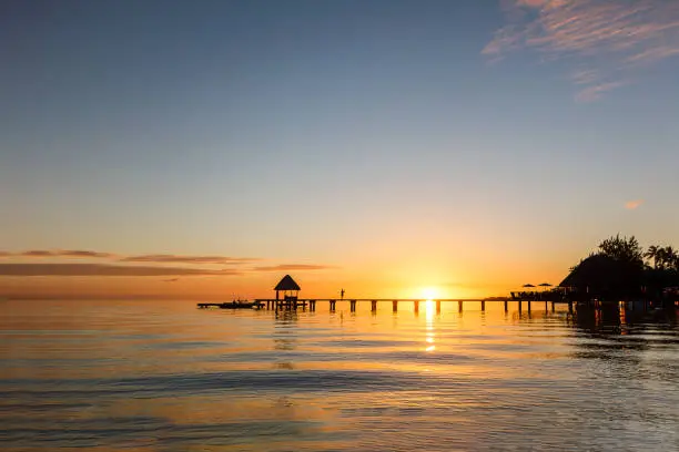 A DSLR Canon photo taken at sunset in idyllic Rangiroa Island in French Polynesia.