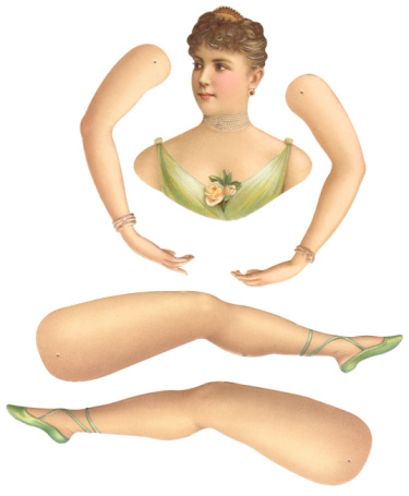 Antique Victorian Scrapbook Scrap from the 1800's. This Large Ballerina scrap was used in Scrapbooks. The Victorian's would also use this type of scrap to make ribbon paper dolls by adding layers of ruffle ribbons for the body. Image comes with a clipping path.
