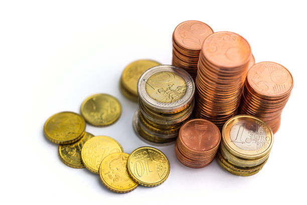 istock Euro Money Stacks on white background 901601956