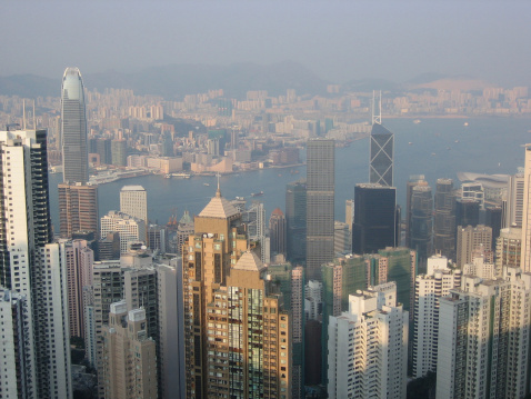 aerial view of Hong Kong Island from Kowloon