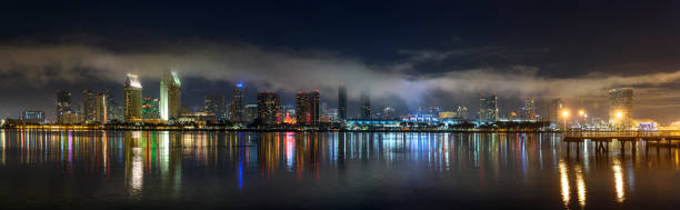 日没後 san サンディエゴのスカイラインのパノラマ ビュー - coronado bay bridge san diego california skyline california ストックフォトと画像