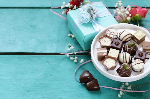 chocolate pralines for Valentines day holiday
