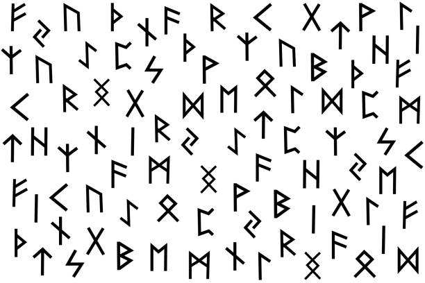 Elder futhark runes Elder futhark runes - black and white - vector pattern runes stock illustrations