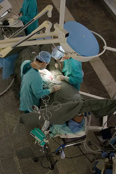 Photo of surgical operation. view from above