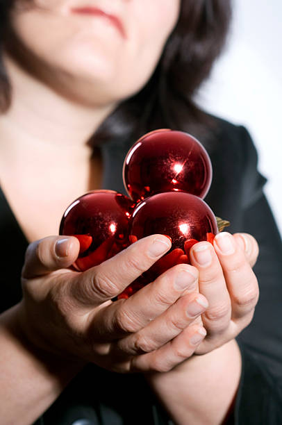 istock Woman with Christmas balls 90161981
