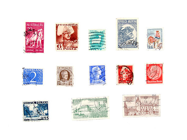 coleção de selos de correio internacional - postage mark imagens e fotografias de stock