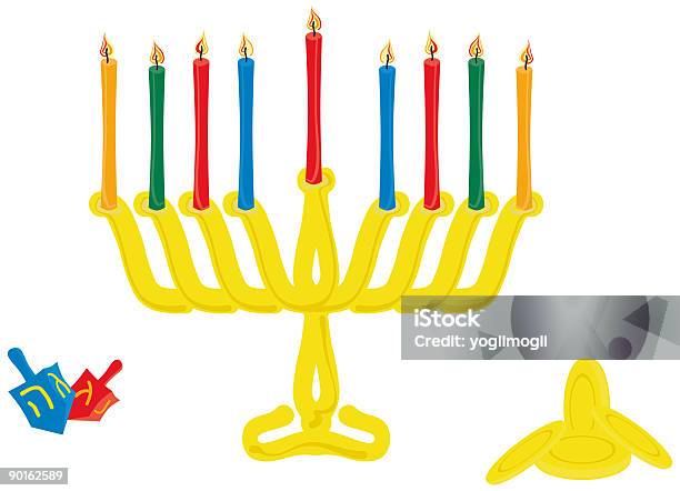 Hanukah Elementos De Design - Arte vetorial de stock e mais imagens de Candelabro Judeu - Candelabro Judeu, Culturas, Dado Judaico