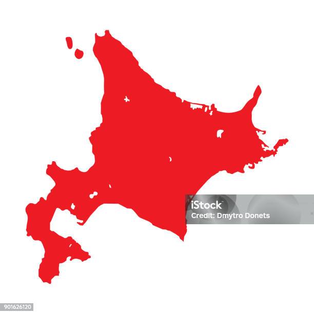 Map Silhouette Of Hokkaido Island And Prefecture Stock Illustration - Download Image Now - Hokkaido, Illustration, In Silhouette