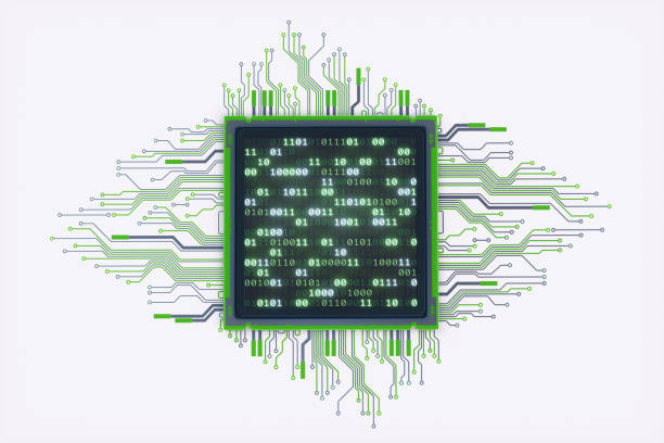 이진 숫자 녹색 cpu - circuit board connection block computer mother board 뉴스 사진 이미지