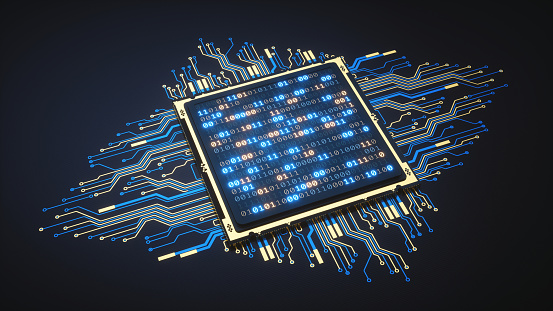 Numaric Cpu Isolated Cpu With Binary Numbers Stock Photo - Download Image Now ...