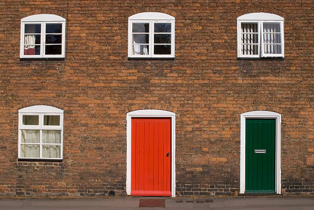 istock Green and red doors 90163388