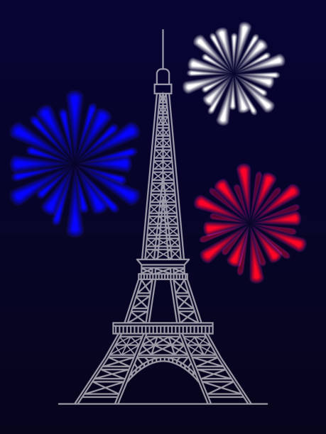 istock silhouette of the Eiffel tower against the dark sky and fireworks. 901634400