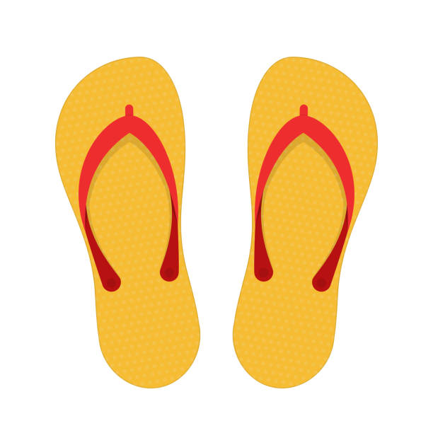 Beach slippers illustration. Beach Slippers icon isolated on white background. Summer time concept. Vector illustration. EPS 10. flip flop template stock illustrations