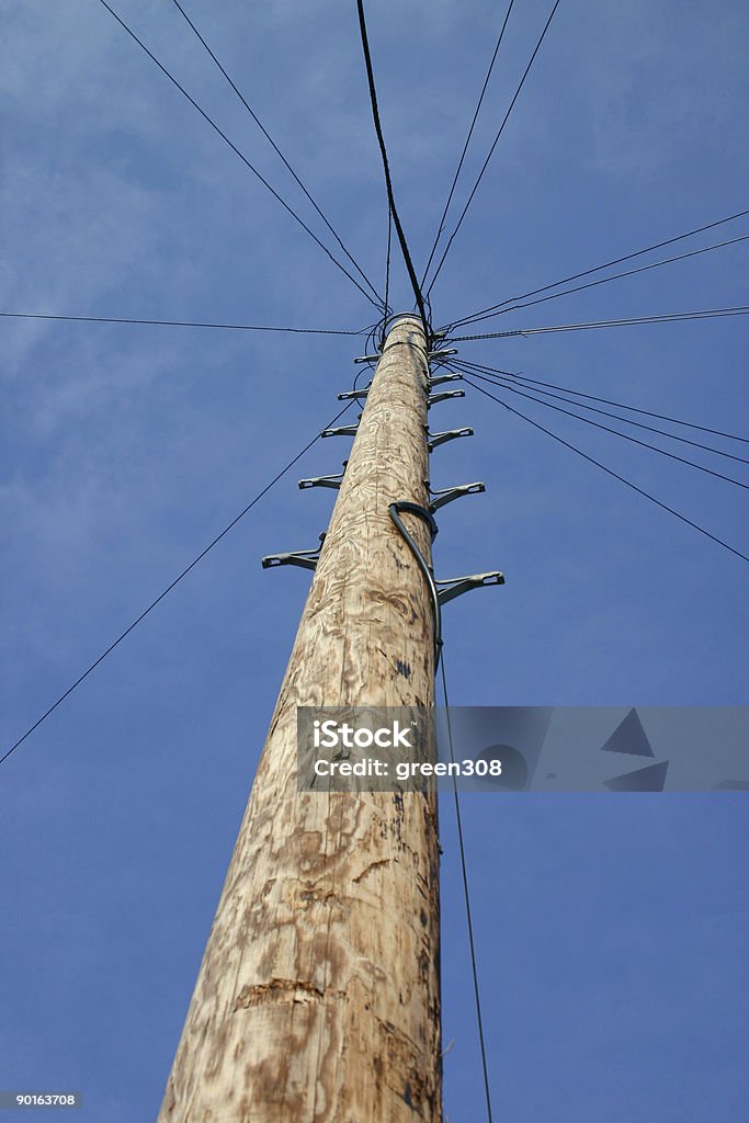 Telegraph Pole Communication Lines Blue Stock Photo