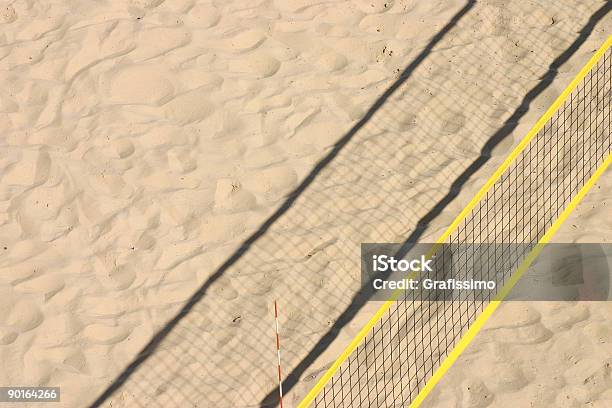 Beachvolley Court With Yellow Net Stock Photo - Download Image Now - Beach, Sport, Sports Court