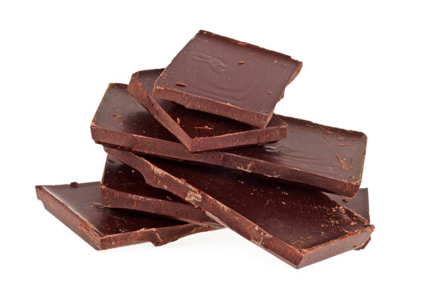 istock Broken bar of dark chocolate isolated on white background 901642804