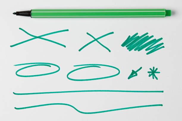 istock Green Pen and scribbles and lines and Doodles Isolated on White Background with Real Shadow 901643276