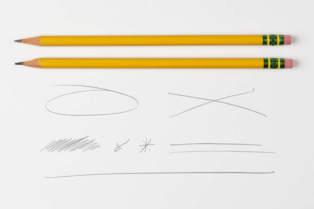 istock Pencil and scribbles and lines and Doodles Isolated on White Background with Real Shadow 901643334
