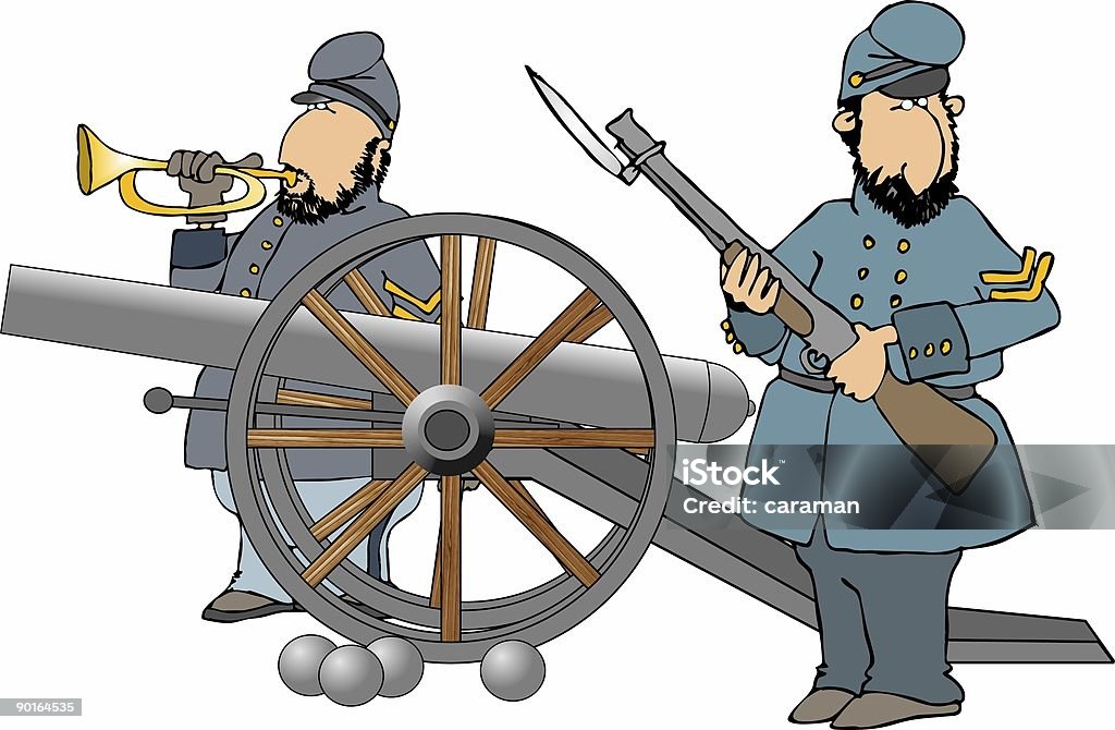 Soldados de la Unión con cannon - Ilustración de stock de Adulto libre de derechos