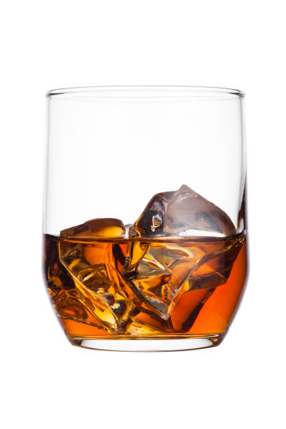 istock Elegant glass of whiskey with ice cubes 901647366
