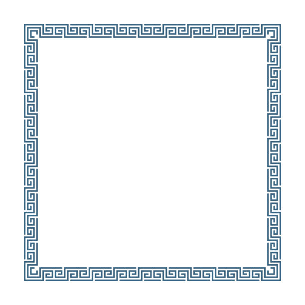 Greek decorative frame. Decorative square frame in Greek style for photo or text. Abstract geometric ornament, isolated on white background. Vintage framework border. Vector illustration. EPS 10. greek culture stock illustrations