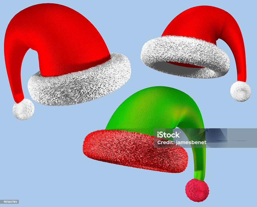 Cappelli Santa e dell'Elf (isolato - Foto stock royalty-free di Folletto