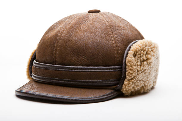 革の帽子冬をマンします。 - black bowler man ストックフォトと画像