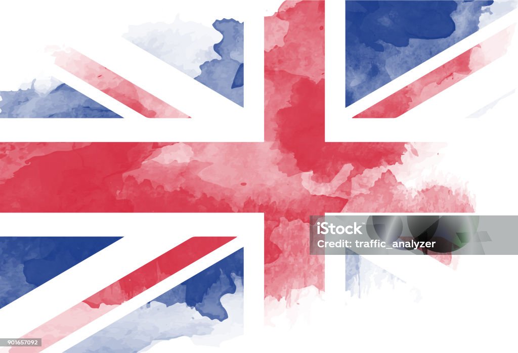 旗を描いた水彩画 - イギリス国旗のロイヤリティフリーベクトルアート