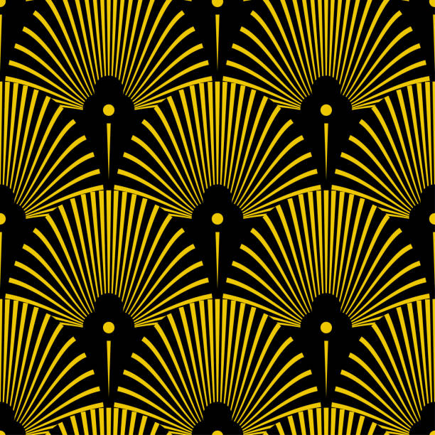 istock Seamless golden Art Deco pattern with abstract shells. Vector fashion backdrop in vintage style. 901658070