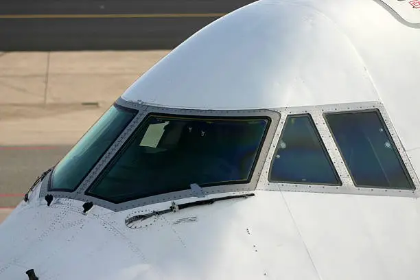 Cockpit window of an airliner
