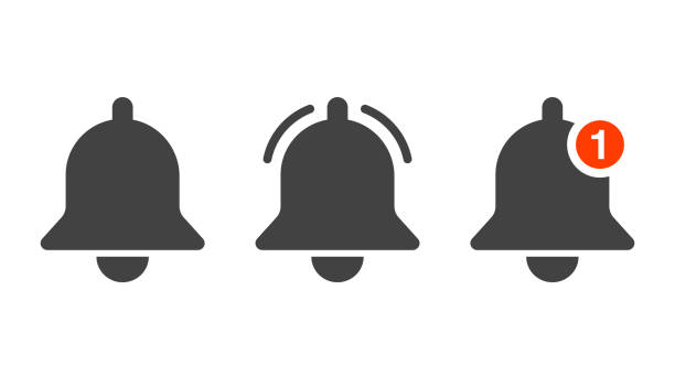 notification-bell-icons Notification icon vector, material design, Social Media element, User Interface sign, EPS, UI, Image, Illustration. New message. Bell icons with the different status. bell stock illustrations