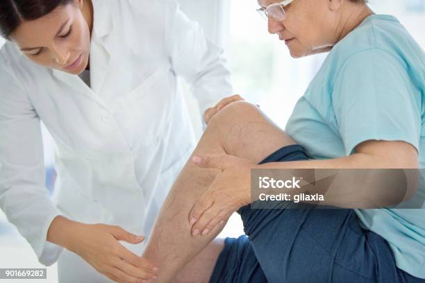 Senior Woman In A Massage Treatment Stock Photo - Download Image Now - Varicose Vein, Vein, Doctor