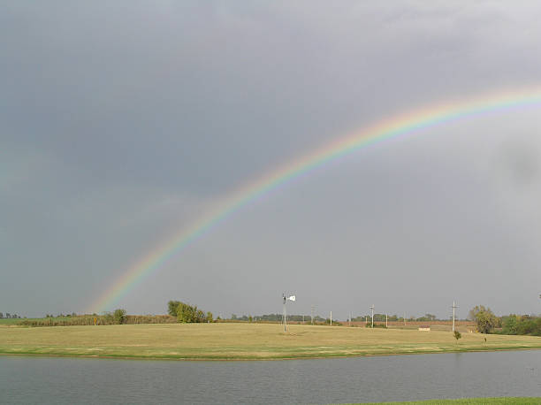 Rainbow over Lake 2 stock photo