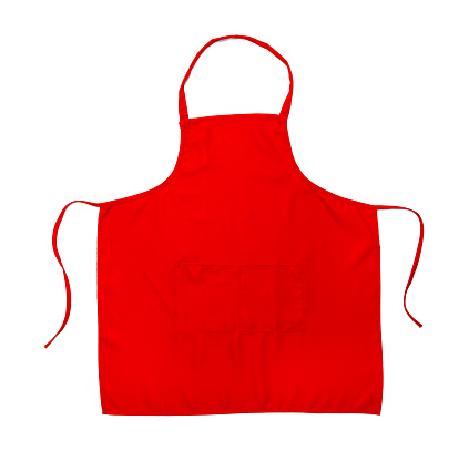 Red Cooking Apron Isolated on White Background.