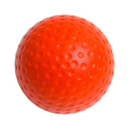 Red Golf Ball Cut Out on White Background.