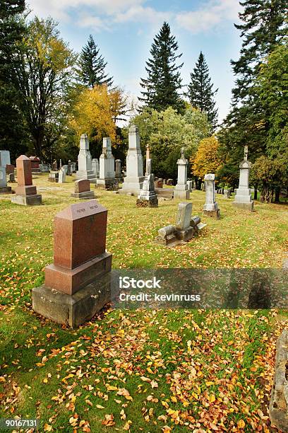 Cemetary In The Fall Stock Photo - Download Image Now - Autumn, Black Color, Blue