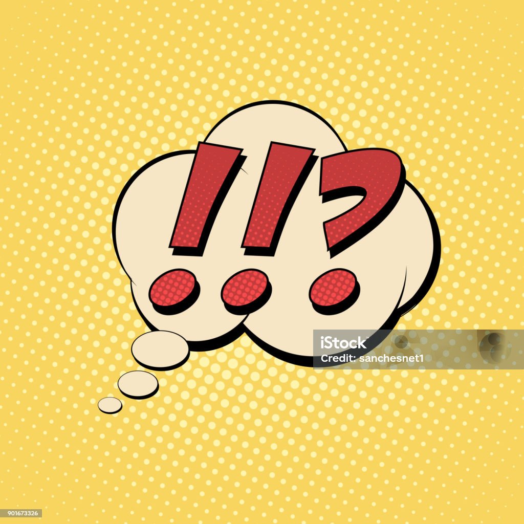 Questions exclamation marks Questions exclamation marks comic text Pop art style. Color comics book. Cartoon vector  illustration. Hip - Body Part stock vector