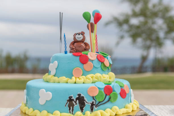 Birthday Cake outdoors  in nature sky background