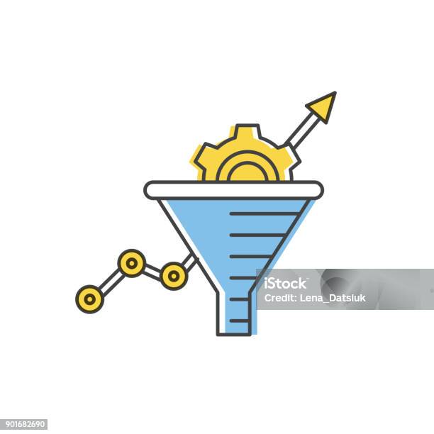 Internet Marketing Concept Sale Funnel Vector Line Icon Stock Illustration - Download Image Now