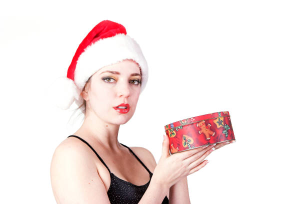 istock Attractive woman and Christmas gift 90168418