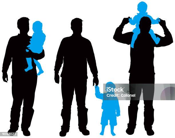 Family Silhouettes 6 Stock Illustration - Download Image Now - Child, Carrying On Shoulders, Father