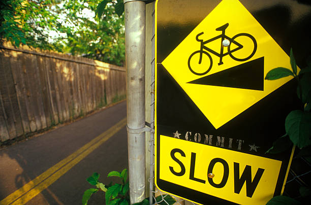 slow down sign stock photo