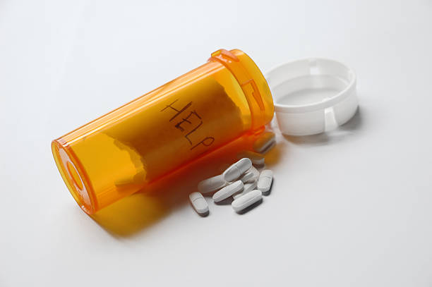 Cry for help - Pills and Bottle stock photo