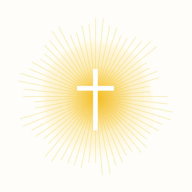 cross in sun lights Cross in sun lights concept. Stock vector illustration of religion symbol. communion stock illustrations