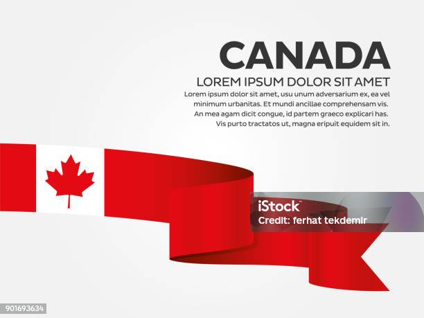 Canada Flag On A White Background Stock Illustration - Download Image Now - Canadian Flag, Canada, Ribbon - Sewing Item