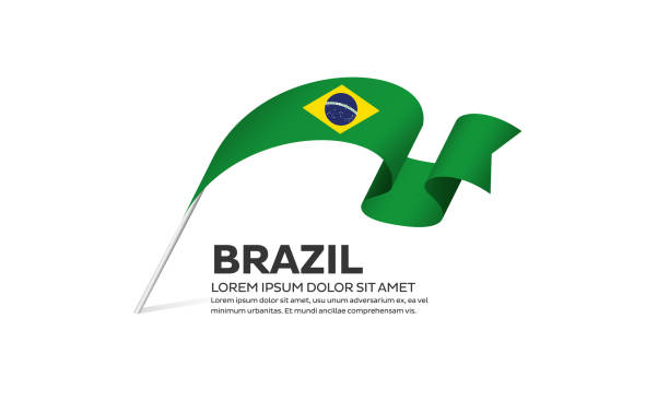 ilustrações, clipart, desenhos animados e ícones de bandeira do brasil sobre um fundo branco - brasilia